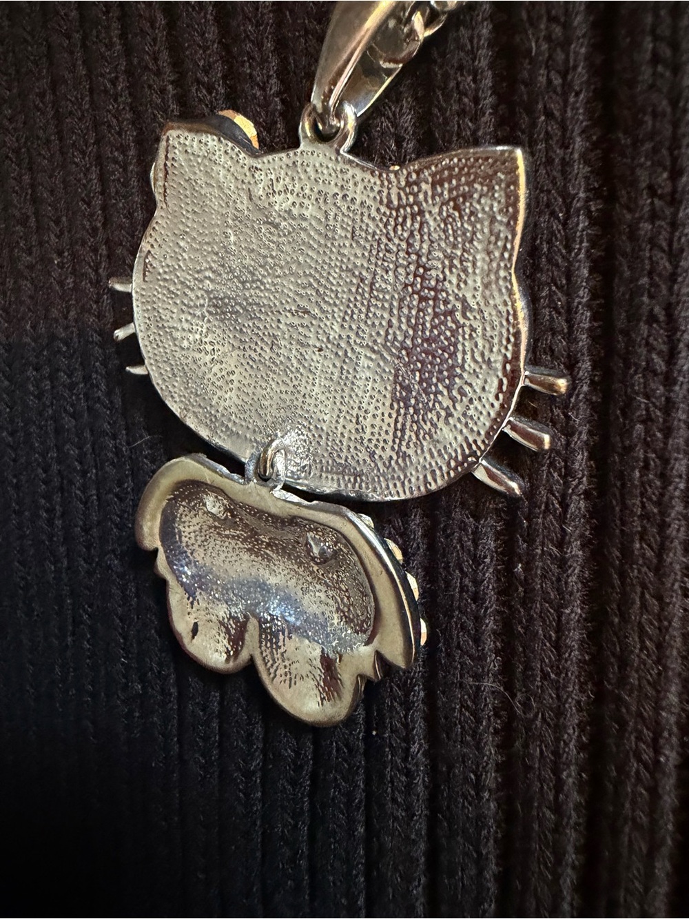 Hello Kitty Silver Tone Crystal Necklace with Pink Flower Accent - Picture 3 of 6